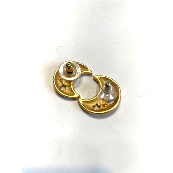 Celestial Moon Earrings Gold Tone Witchy Stevie Horoscope Astronomy Astrological - Picture 3 of 6